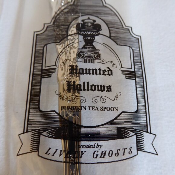 NEW HAUNTED HALLOWS LIVELY GHOSTS HALLOWEEN PUMPKIN SILVER TEA SPOON SET OF 4 - Picture 10 of 11